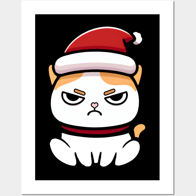 Funny Annoyed Christmas Cat Wall Art by Daytone